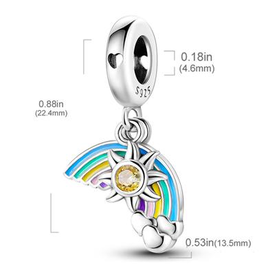 Charms Kupfer Regenbogen Sonne Herzförmige Anhänger Passend für Charms Plata Original Armband Perlen Damen Schmuckherstellung DIY Geschenk
