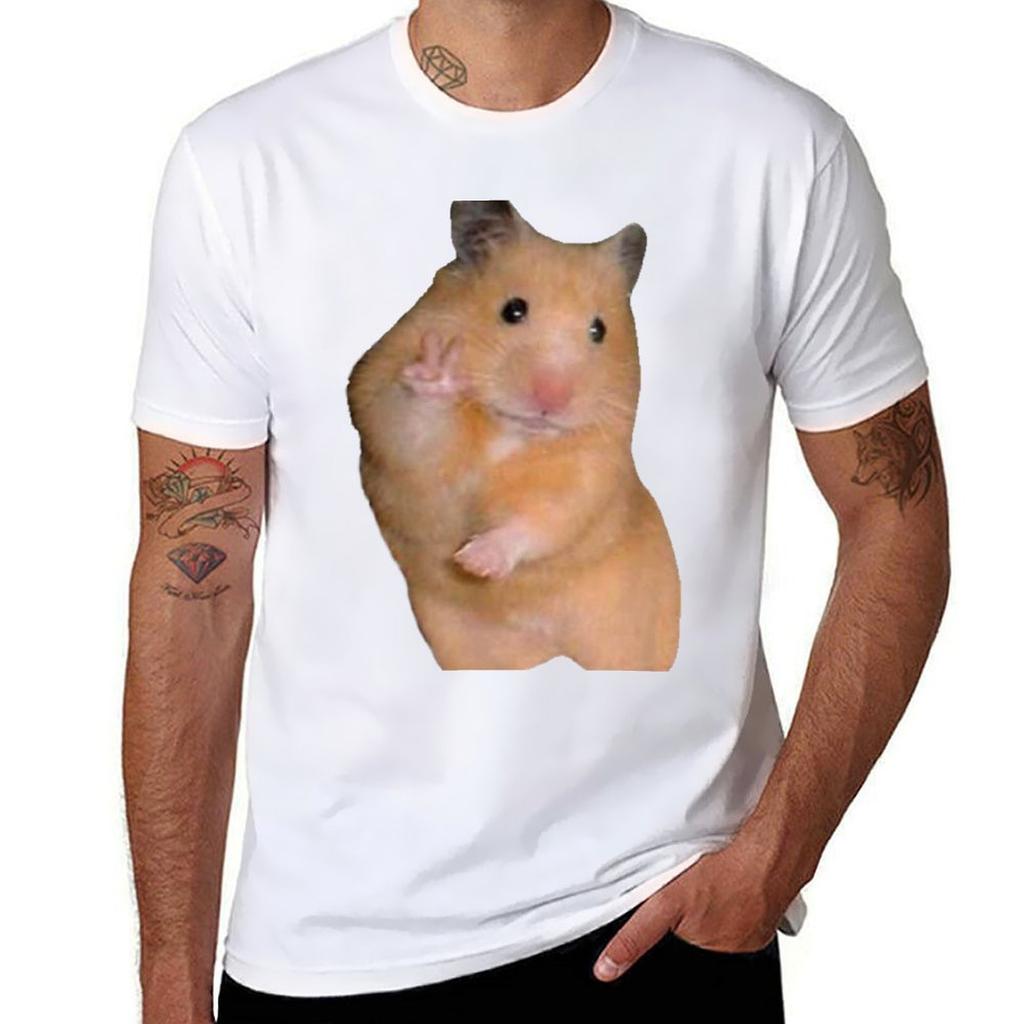 Hamster Meme With Peace Sign TShirt Holiday Simple Tee Shirt
