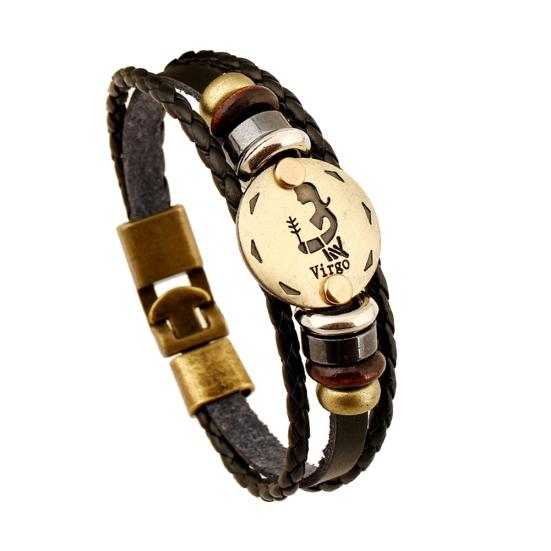 12 Constellations Multi-layer Braided Faux Leather Bracelet Bangle Jewelry Gift