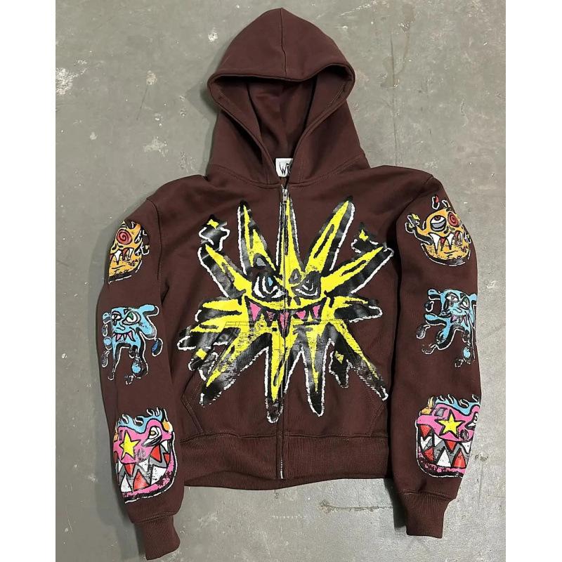 

Ретро Готичний Панк Y2K Хіп-Хоп Унісекс Худі - Осінь/Зима Вуличний Одяг S каштановий