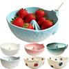 Perforated Draining Berry Washing Bowl Self-Rotating Fruit Cleaner  Strawberries
