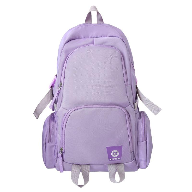 Men's Sports Backpack Women's Large Capacity Backpack Solid Color Student Schoolbag