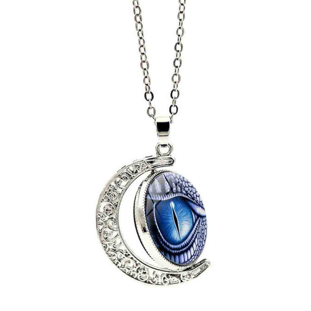 Thai Amulet Chinese Pixiu Dragon Eye Necklace Pendant Vintage Protect Charm Talisman Money Wealth Success Health Lucky Jewelry Buddhist Moon Chain