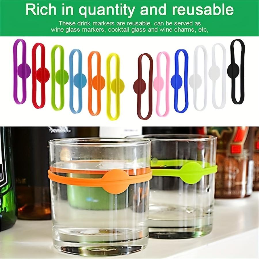 12pcs Silicone Wine Glass Markers, Reusable Beverage Identification Rings for Home Bar and Party Use