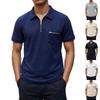 Herren Hemden Reißverschluss Kurzarm Lässig Klassisches T-Shirt Slim Fit Golfhemden Mit Tasche