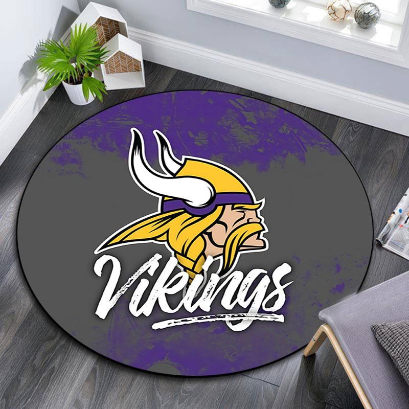 Minnesota Vikings3,Round Area Rug,Carpet Rug for Living Room Bedroom Sofa Playroom Decor,Non-slip Floor Mat