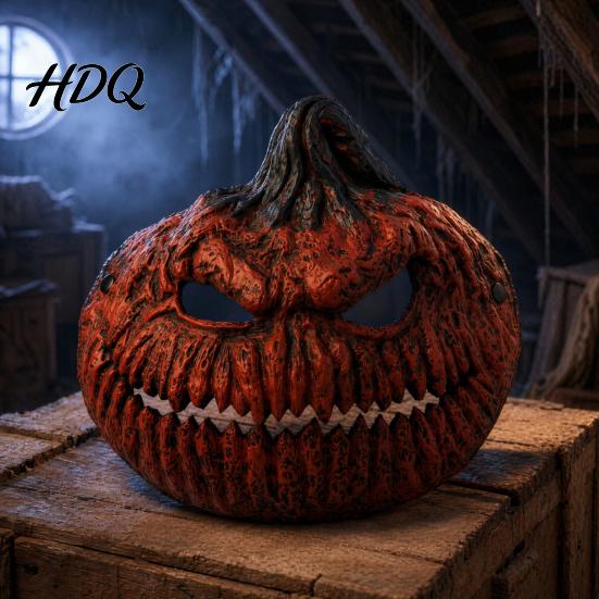 No Sweat Halloween Face Mask Pumpkin Mask, Scary Jack O Lantern for Party, Lightweight Horror Cosplay Adults, Adjustable Strap Trick or Treat