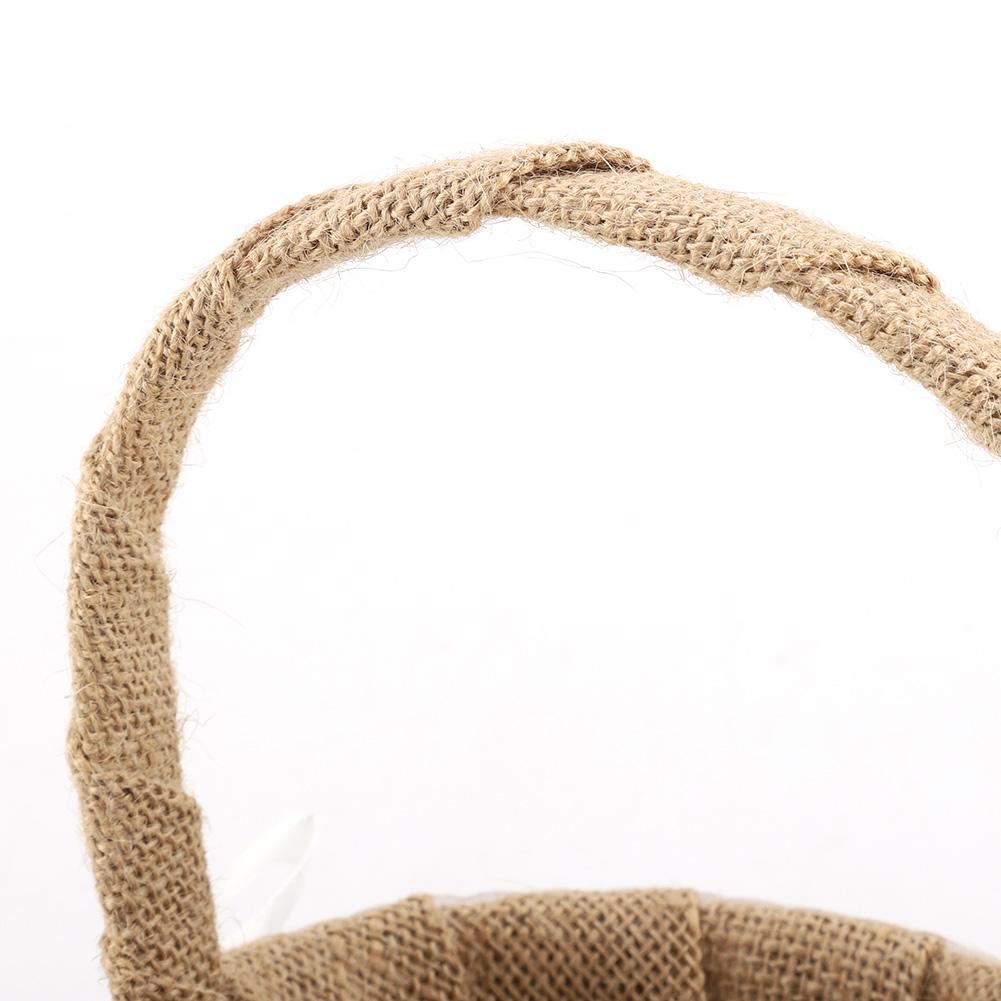 Linen Cotton And Linen Lace Material Wedding Flower Basket Girl Basket White Flower Basket