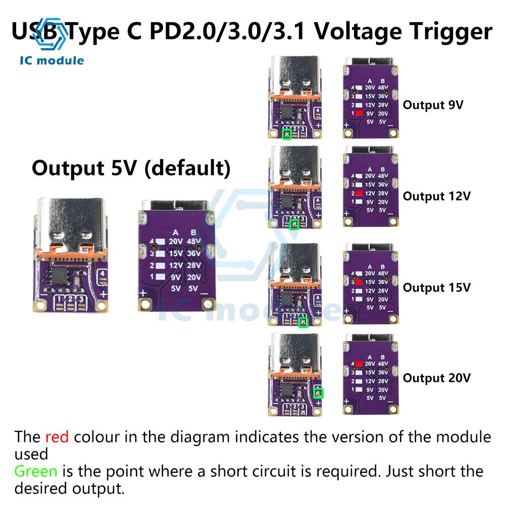 Type-C Schnelllade-Trigger PD3.0/QC3.0 Lockmodul 5V-20V Ausgang für DIY Powerbank/Laptop-Ladegerät