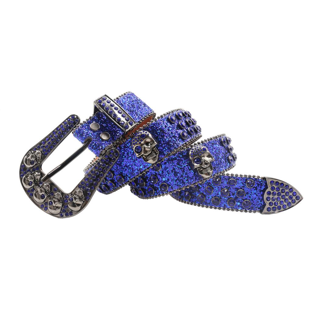 Strassgürtel Gürtel Herren Gürtel Damen Eingelegte Totenkopf Accessoires Gürtel Punk Mode Trend