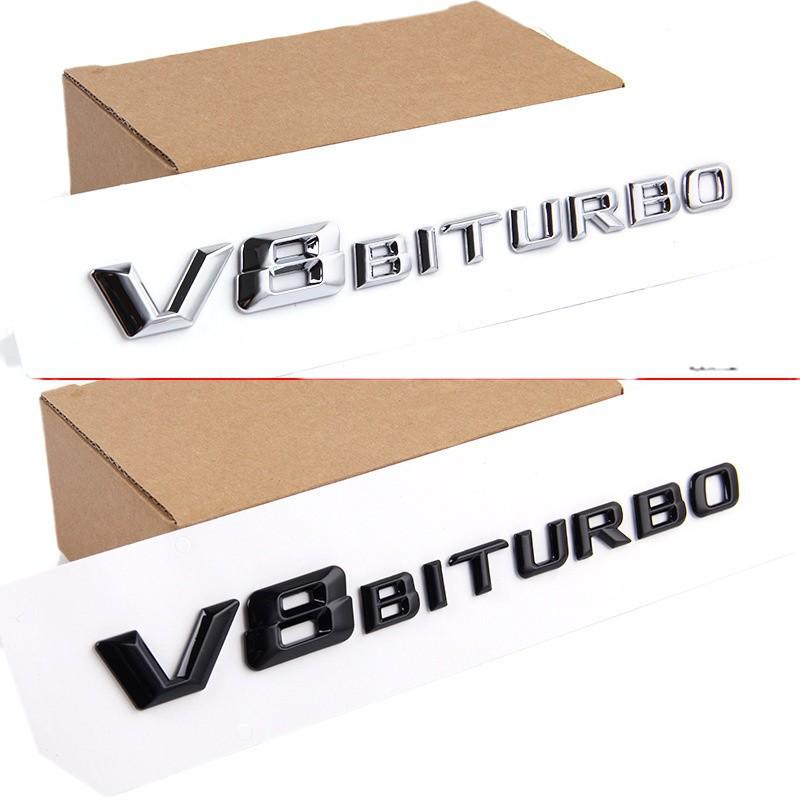 Passt für Mercedes-Benz V8 BITURBO: Kotflügel-Emblem, Twin-Turbolader, Heck-Emblem, Schriftzug, Autoaufkleber.