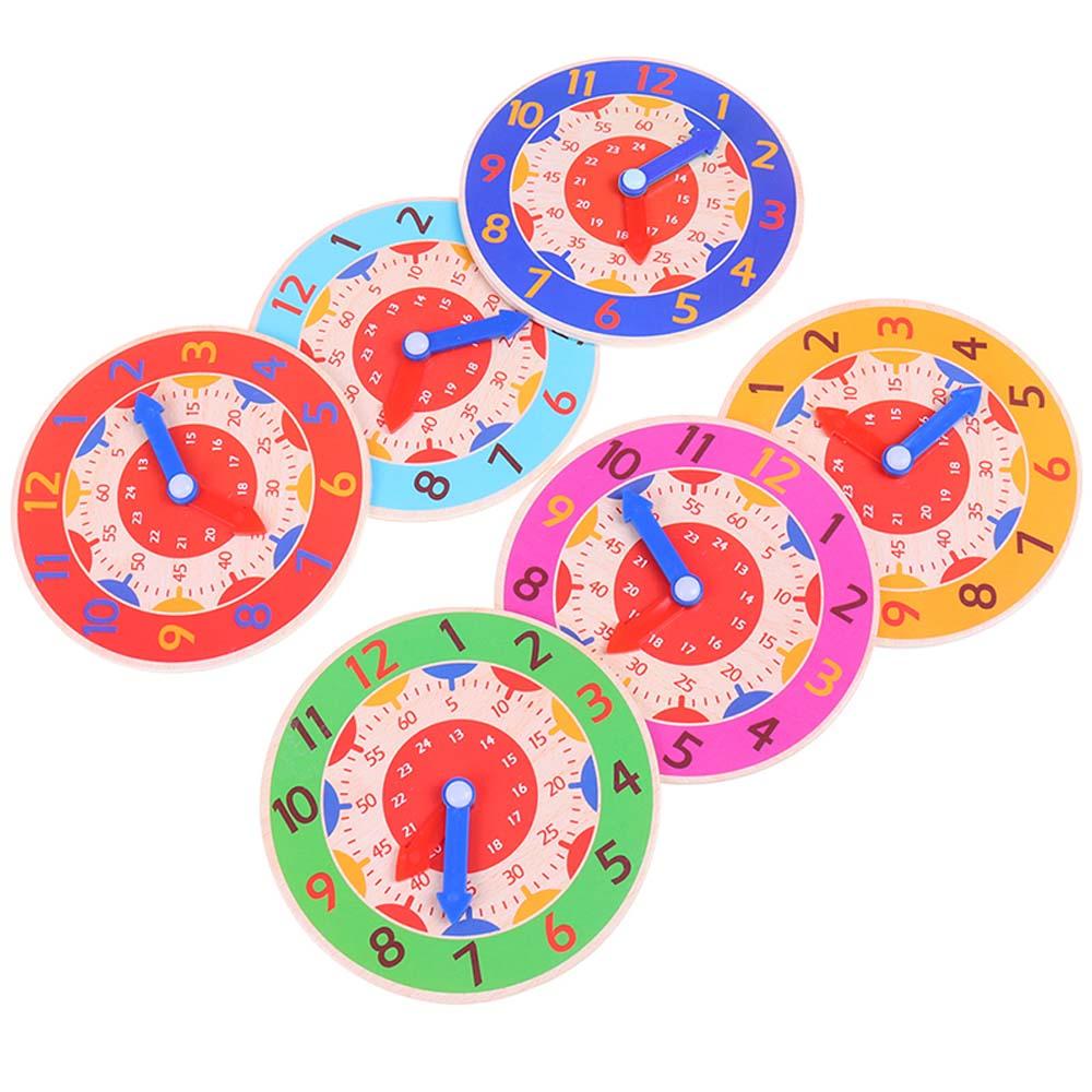 Teaching Aids Learning Clock Hour Minute Second Cognition Wooden Clock Toys Kids Time Enlightenment