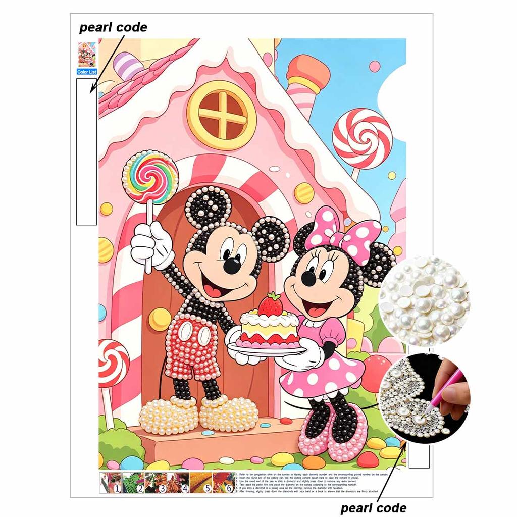 Disney Pearl Art Painting Mickey Minnie Candy House Wall Decor Gemstone Crafts Adult/Beginner Gift Creative Home Decor Unframed