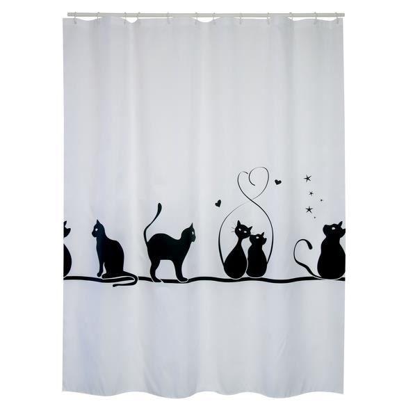 Rideau de douche - MSV - The Cat - 100% polyester - Anti-moisissure - 180 x 200 cm