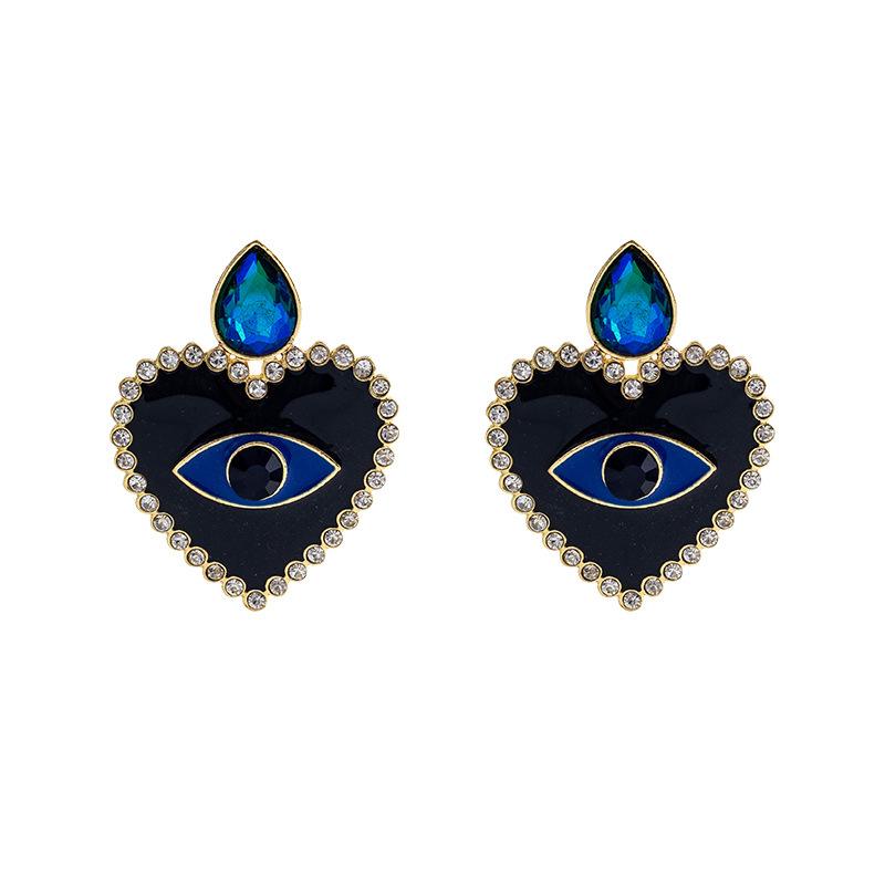 Nuevos y modernos pendientes de ojo malvado con cristales bohemios vintage y corazón de amor con diamantes de imitación para mujer, joyería étnica, regalos de fiesta.