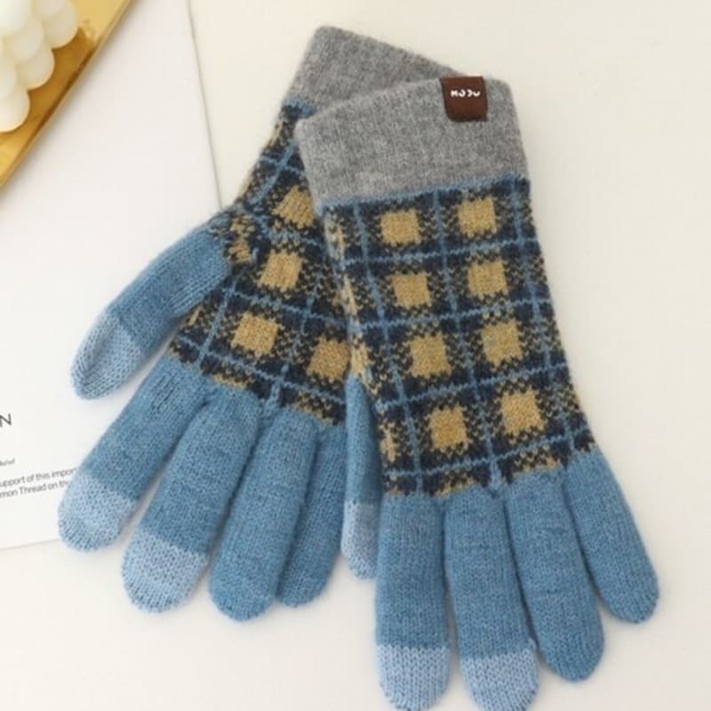 LALA Fogny Check Fleece Gloves