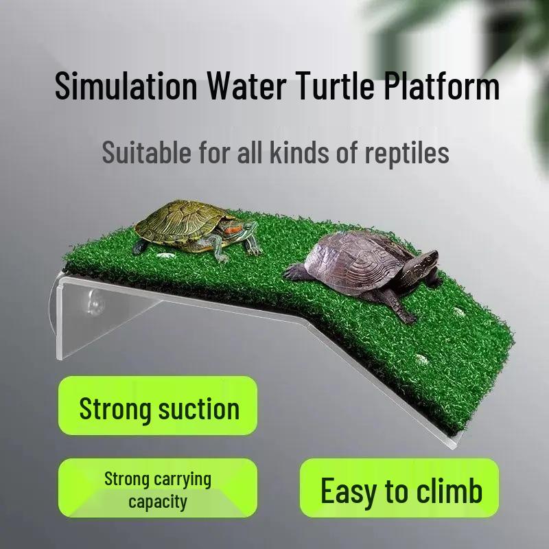 Turtle Climbing and Rest Platform with Simulated Grass and Hiding Slope