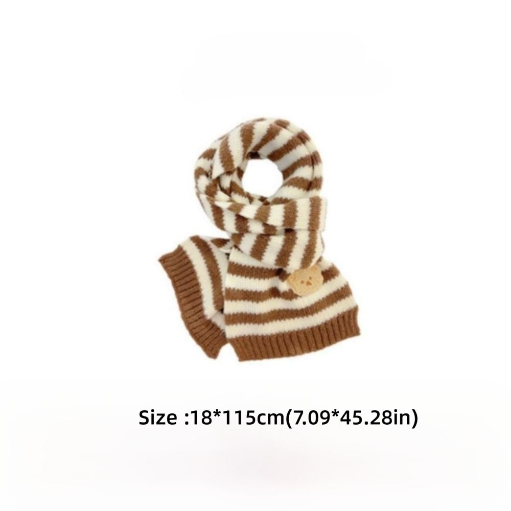 Winter Warm Children's Scarf Cute Bear Neck Cover Cute Striped Knitted Scarf