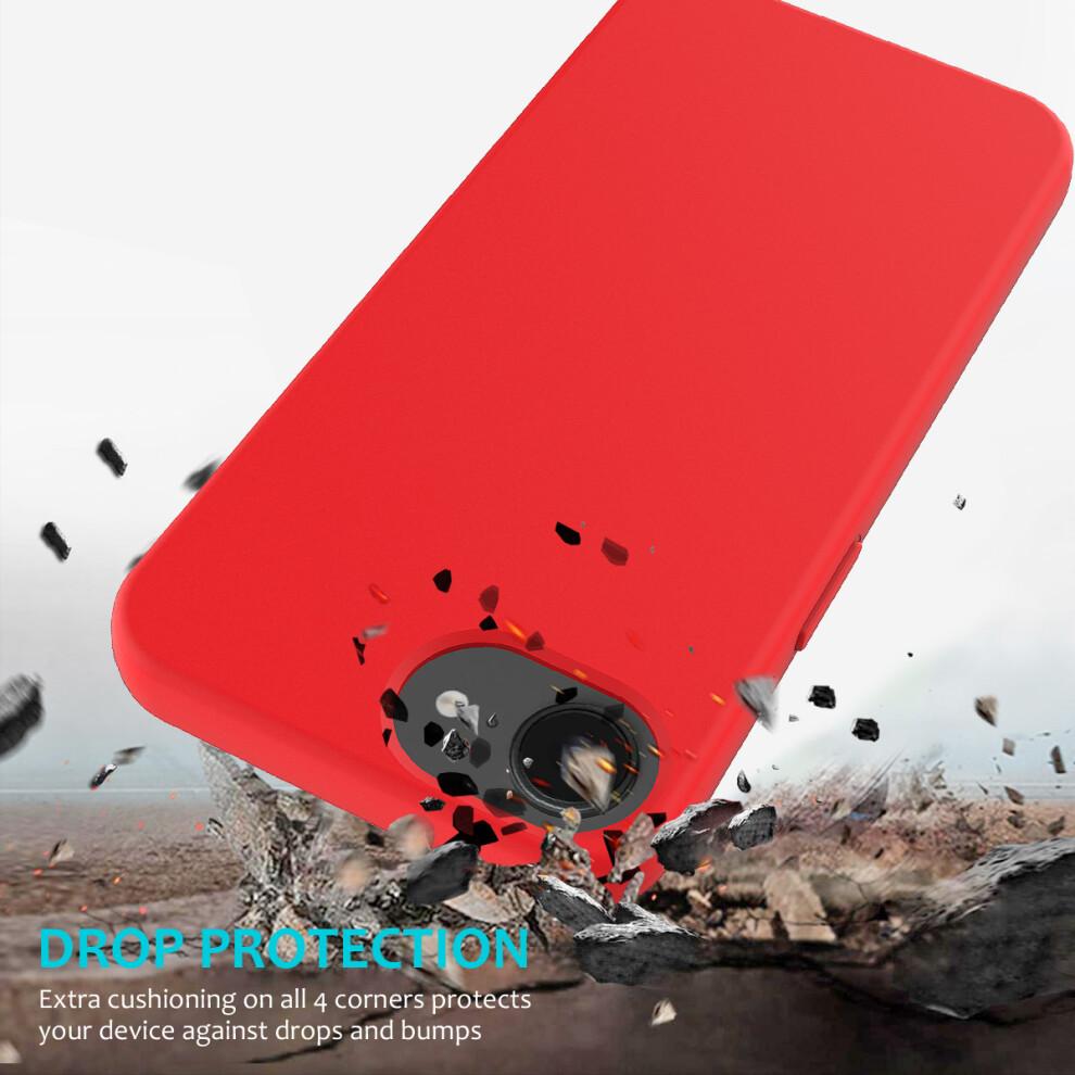 (iPhone 16e, Red) For iPhone 16e Case Drop Proof Liquid Silicone Soft Lining Back Phone Cover