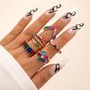 European and American new dripping butterfly imitation gemstone and diamond ring set Geometric twist ring seven-piece set