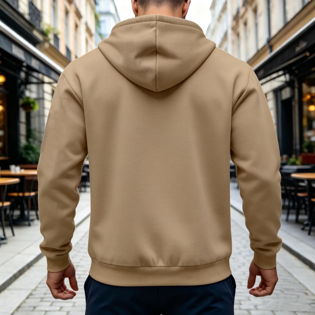 Felpa con cappuccio da uomo invernale foderata con zip, Felpa con cappuccio casual spessa, Giacca
