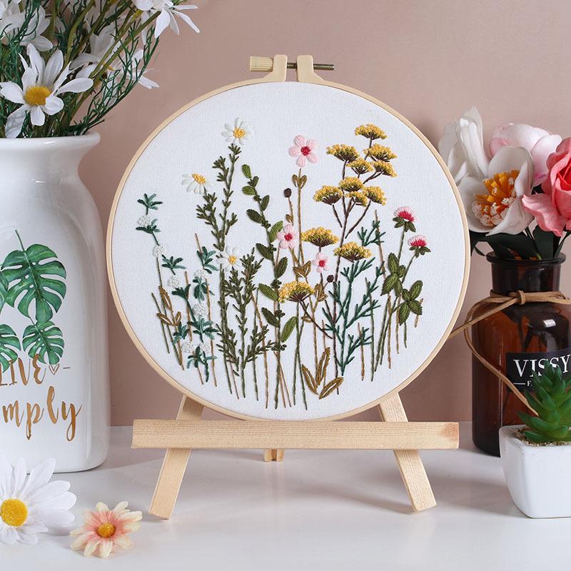 European Style 3D Embroidery DIY Kit - Handmade Flowers and Plants