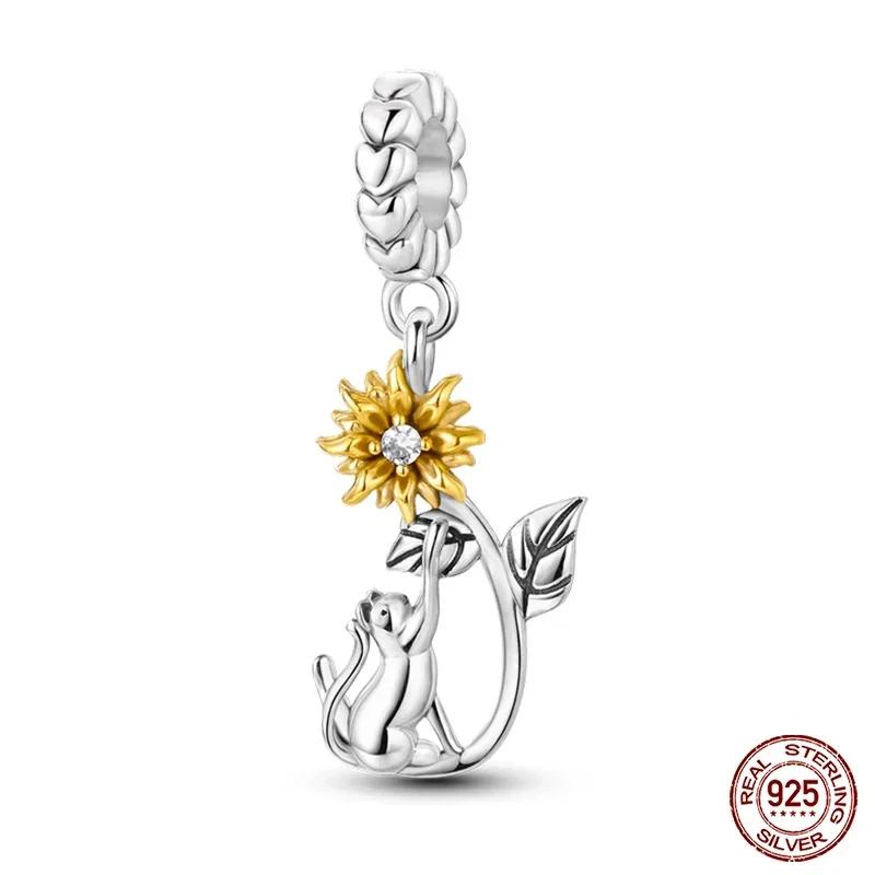 Copper Yellow Sunflower Scarecrow Ginkgo Charm Compatible With Authentic Bracelets Charm Bead Necklaces Diy Female Jewellery