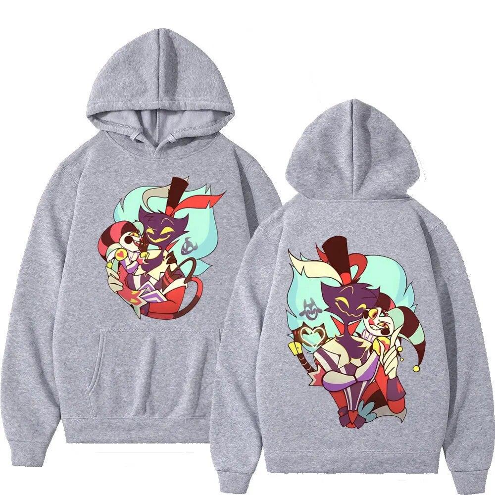 Sudadera Unisex de Helluva Boss Asmodeus Fizzarolli Doble Cara Personaje de Dibujo Animado Demonio Sudadera con Capucha Ropa Urbana de Anime Camisetas de Algodón Oversize