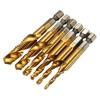 6pcs M3-M10 HSS Screw Thread Metric Tap Drill Bits Metal Drill Bit Set Hex Shank Compound Tap Tools for Mechanic