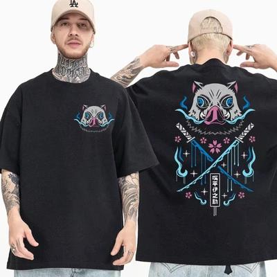 T-shirt d'été pour hommes Anime Demon Killer Coton Manches Courtes Anime Japonais Bête Haut de Fitness Haute Qualité Décontracté Street