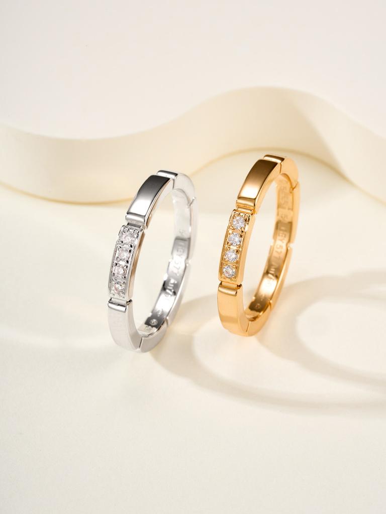 Narrow Diamond Studded Ring Three Color Ring for Daily Wear Exquisite Craftsmanship for Men and Women Free Shipping Birthday Gift