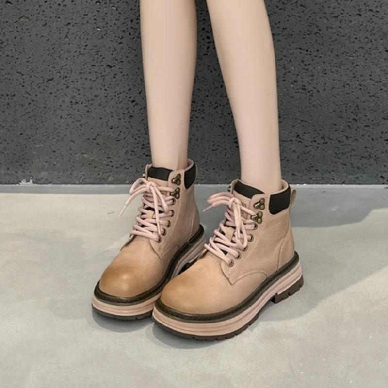 Women's Platform Boots Non-slip Wear-resistant Comfort Women Work Short Boots Fad Thick-soled Motorcycle Ankle Boots Botas Mujer