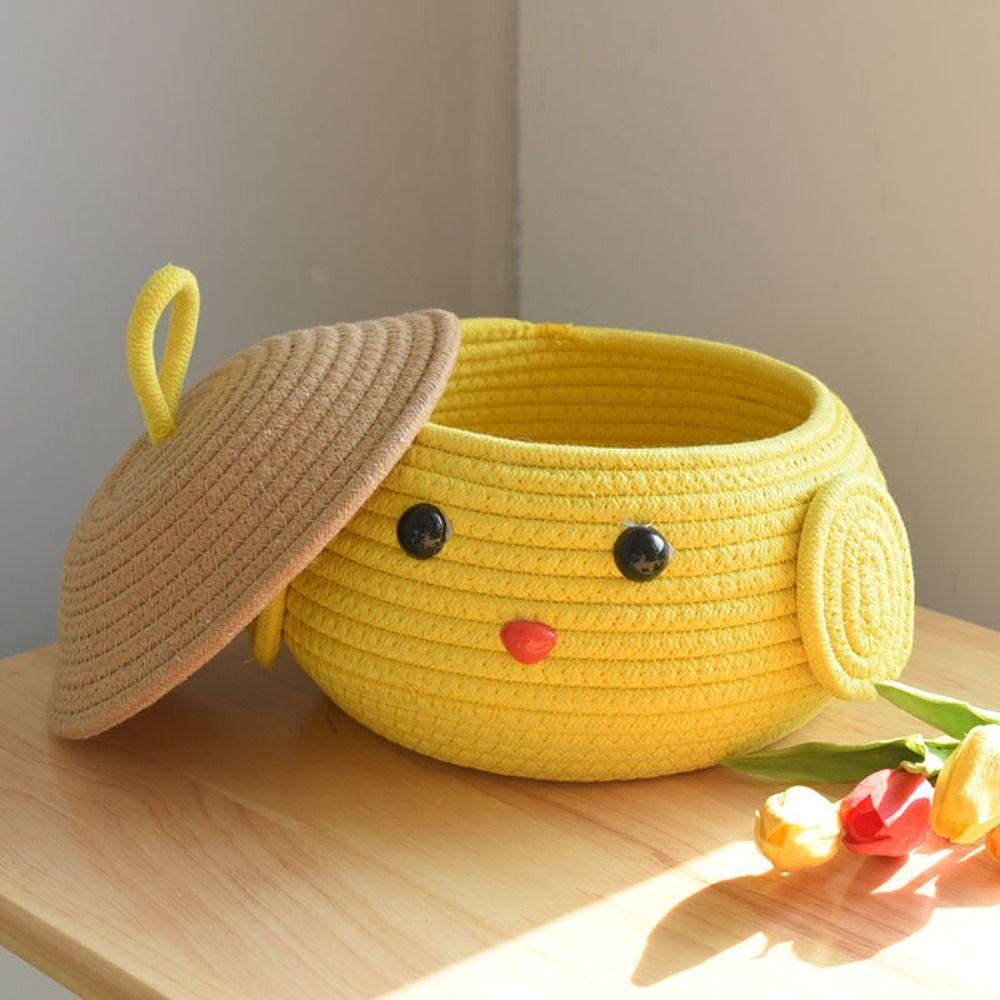 

Cartoon Sorting Storage Basket Handmade Organizing Basket Desktop Storage Box Coffee Table жовтий