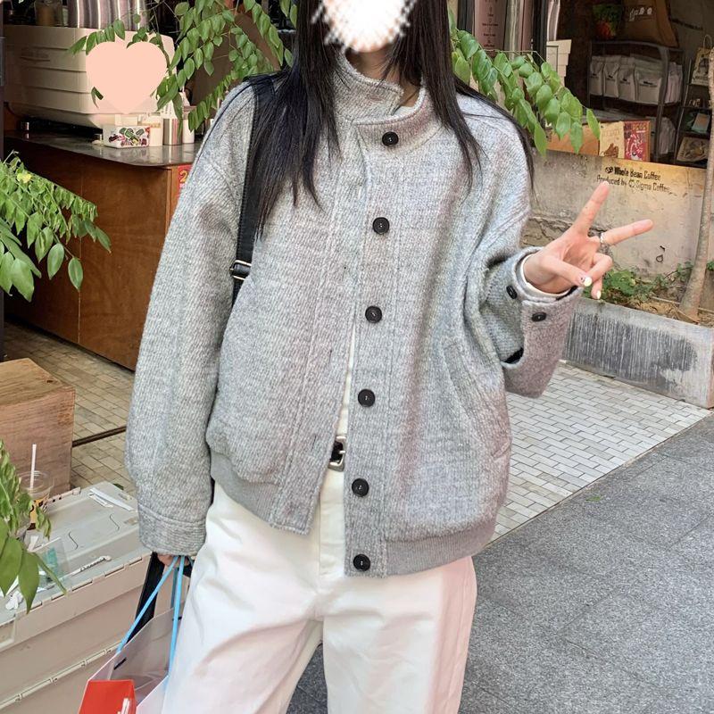 Women's Retro Stand-Collar Baseball Jacket - Autumn Loose Fit, Trendy and Versatile