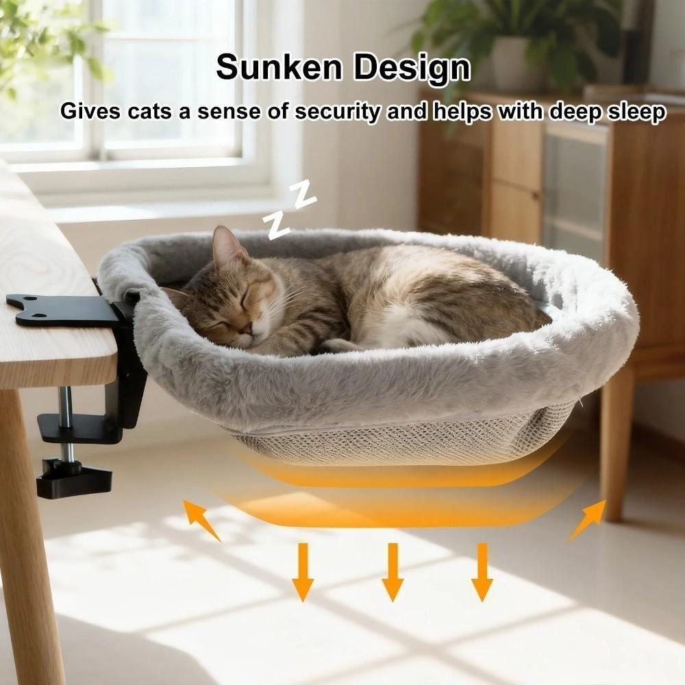 Sunken Design Cat Desk Hammock Space-Saving Cat Perch Soft Cat Table Bed Home Office Desk