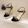 2026 Summer Open Toe CHAIN Solid Platform Wedges Woman Sandals Fashion Hollow Out Thick Bottom High Heels Shoes