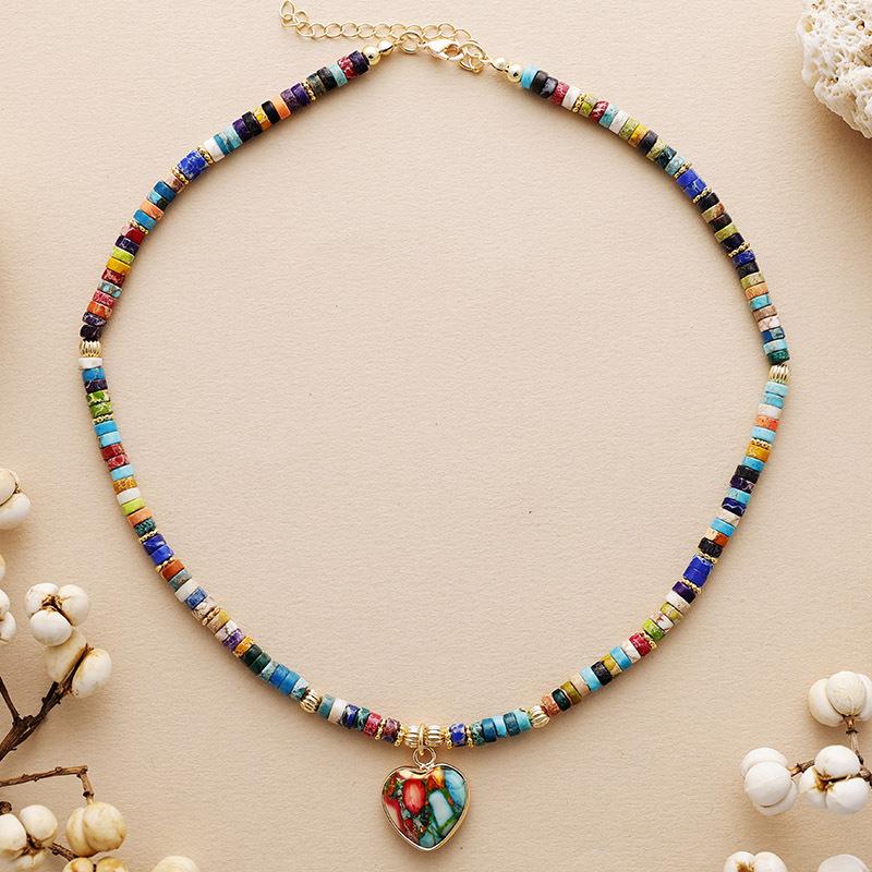 Y2K Fashion Light Luxury Simple 7 Colors Chakra French Love Short Clavicle Necklace Choker Holiday Gift Jewelry