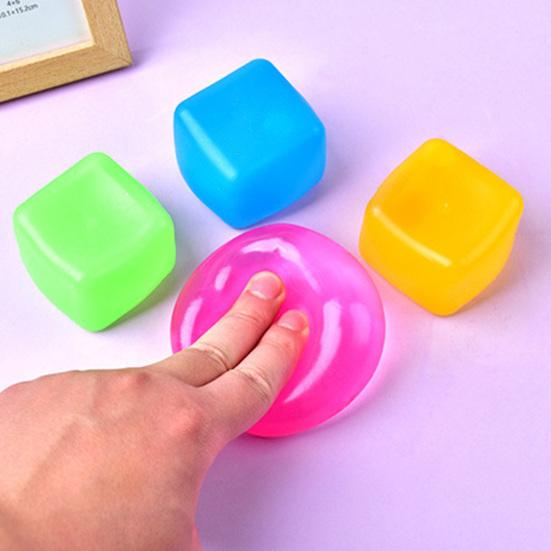 3Pcs Stress Cube Fidget Toy Anxiety Relief Ice Cube Squeeze Decompression Toy Soft Stress Ball Sensory Toy Kids Teens Adults Gift