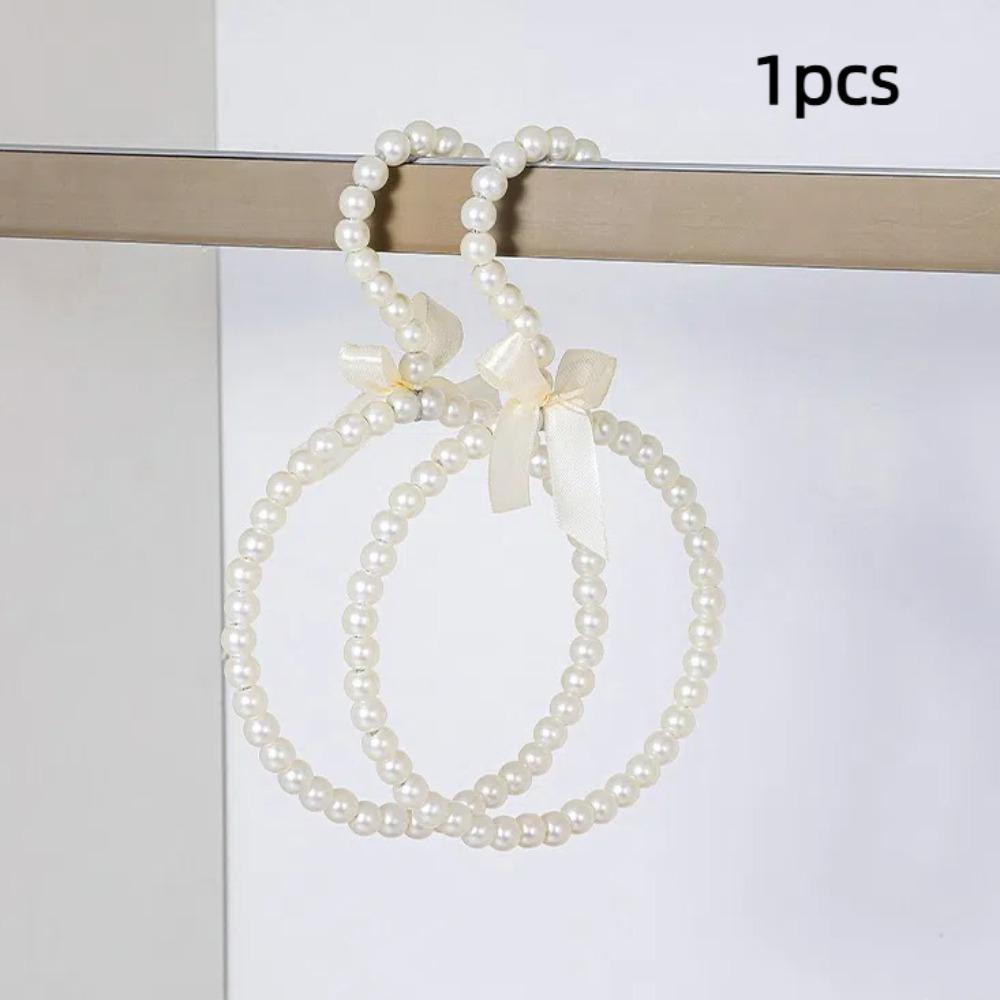 Imitation Pearl Beaded Bow Clothes Hanger Round Shape Scarf Ring Hanger Dress Hanger  Home