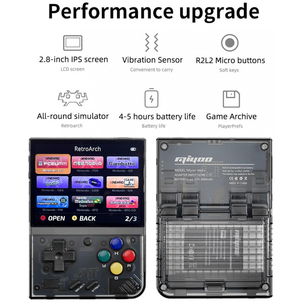 Mini Plus Handheld Game Console Mini+ 3.5-inch IPS Screen  Black with 64GB TF Card