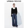 UR Women's Washed Wide-Leg Denim Pants with Belt
