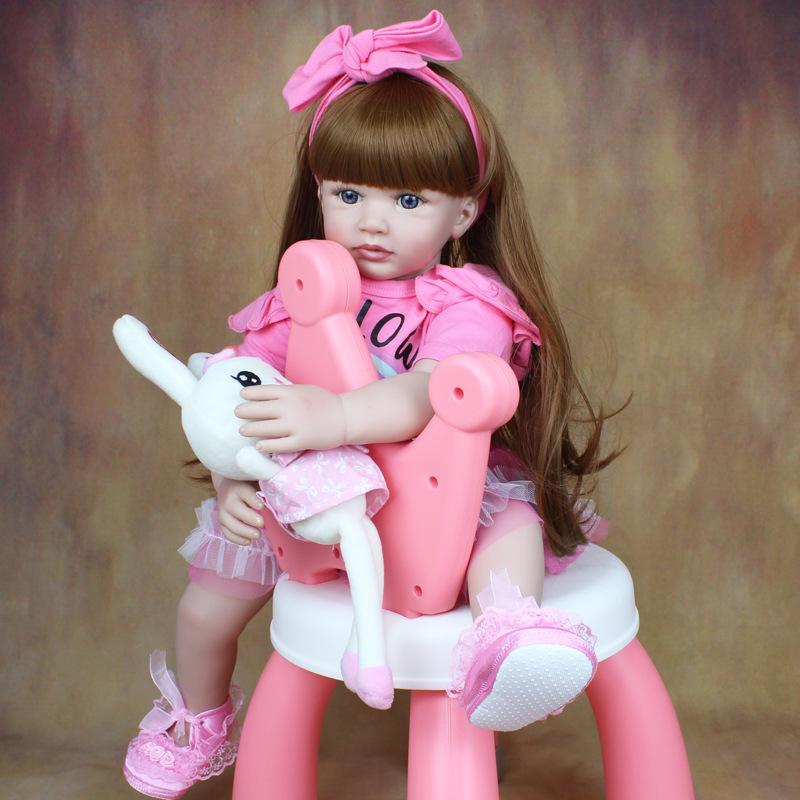 Lovely 60cm Soft Cloth Body Reborn Toddler Doll Cosplay Girl Lifelike Long Hair Princess Imitation Baby Dolls for Kids Play House Toy Surprise Present