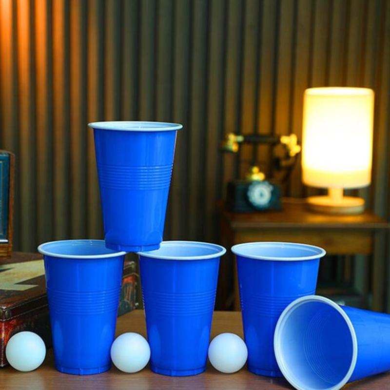 Drinking Game Set Beer Pong Bar Game Toy for w/ 24 Reusable Cups 24 Pingpong Balls for Bars Men Women Desktop Board Game