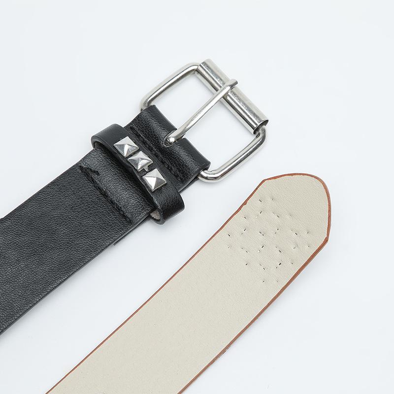 Punk Men'S Belt Metal Pyramid Square Bead Rivet Decorative Corn Buckle Hollow Belt Women