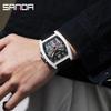 SANDA Men's Waterproof Sports Watch, Dual Display Countdown Timer, Large Barrel Dial, Luminous, with Alarm Clock Function.