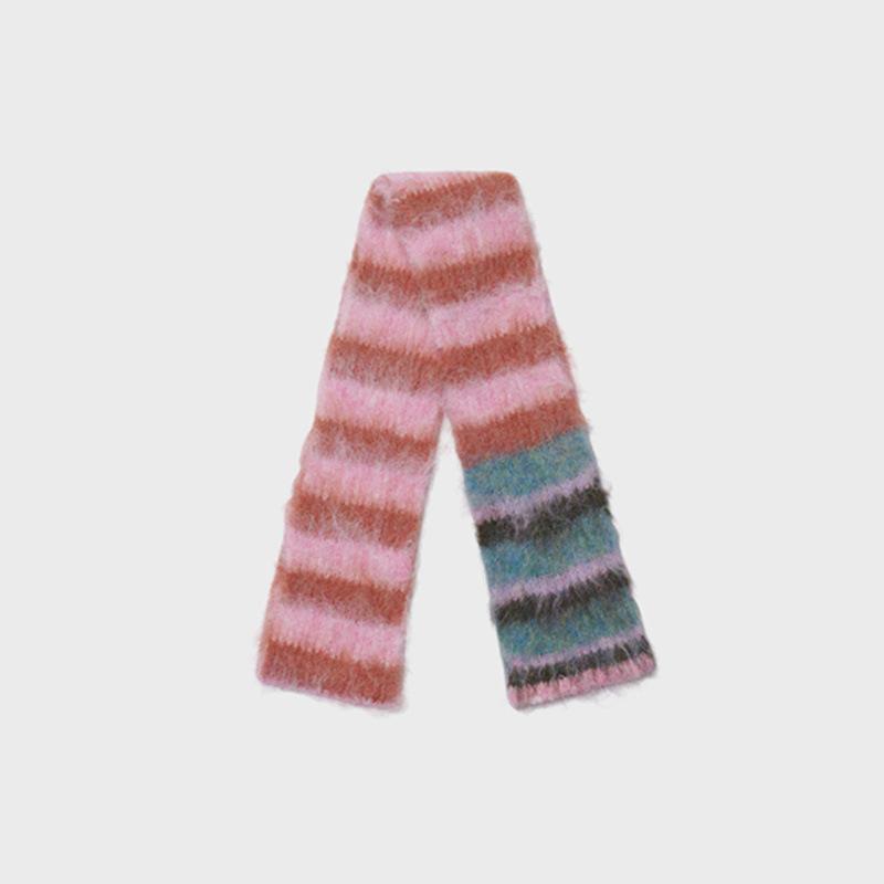 Mädchen Gestreifter Plüschschal Damen Nischen-Design-Gefühl Gewürzliebhaber Vielseitige Dekoration Koreanische Version Dünn Und Schmal Langer Schal 180x12 CM