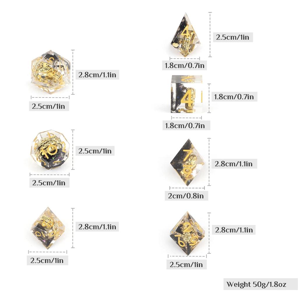 7 Teile/satz Harz Ring Anzahl Polyhedral Würfel für Rolle-Spielen RPG Brettspiel Spielzeug