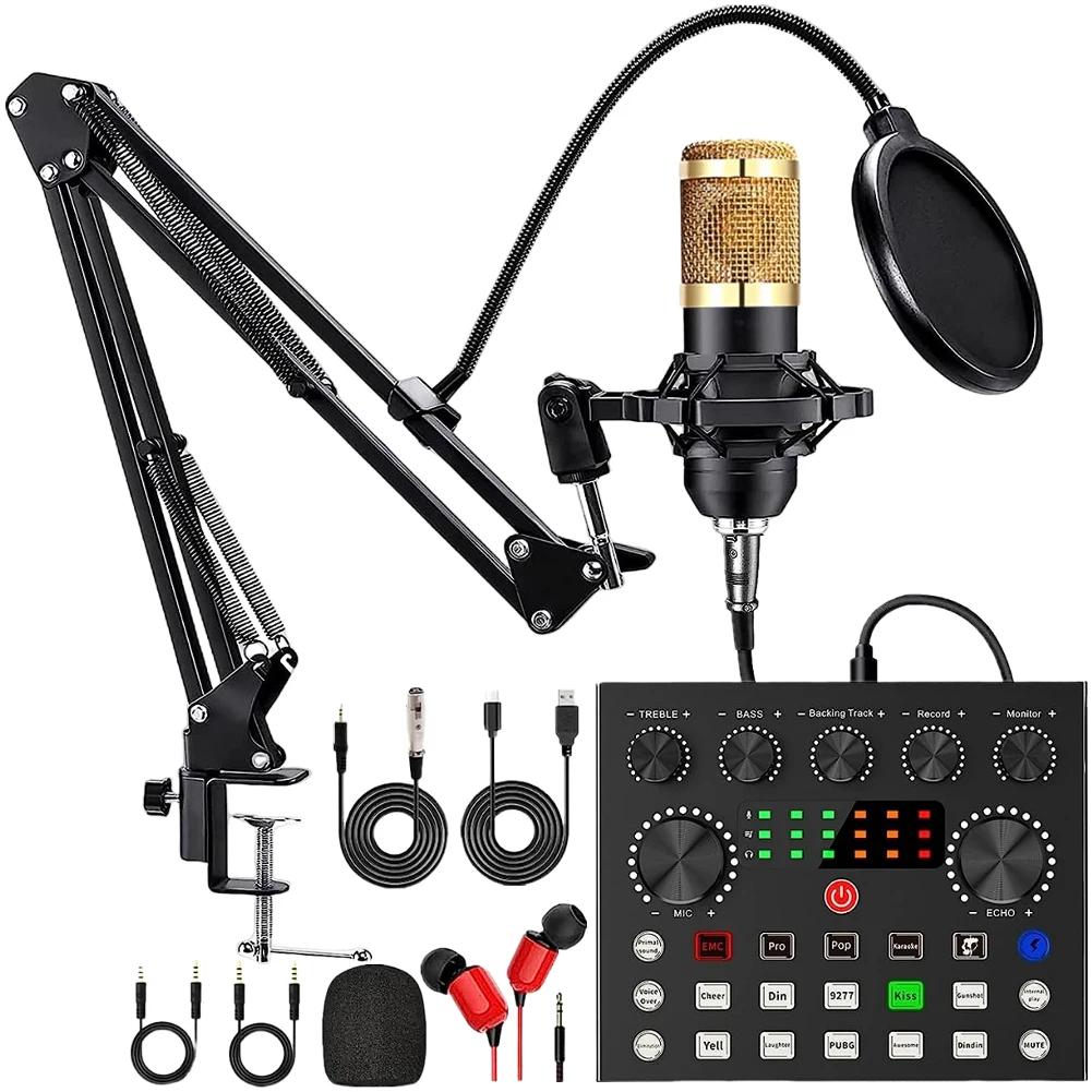 F998 Bluetooth Sound Card Console Studio Sound Card Kit with USB Microphone Computer Live Voice Mixer Sound Card DJ Equipment