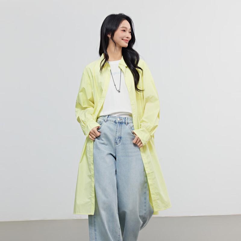 Elva's Island Women's Long Sleeve Lapel Mid-Length Shirt