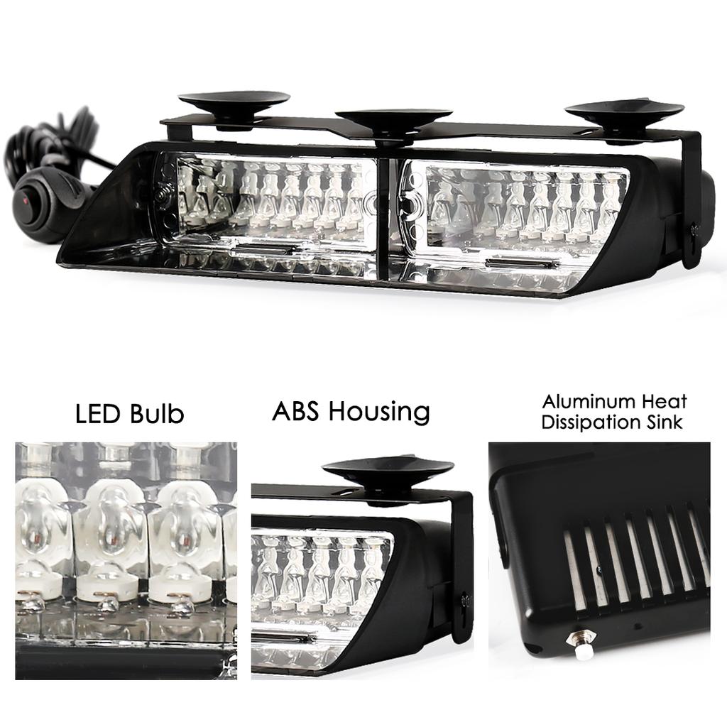 16 LED Strobe Signal Notfall Windschutzscheibe Warnleuchte Rot Blau Gelb Bernstein Weiß Grün Auto Auto Zubehör